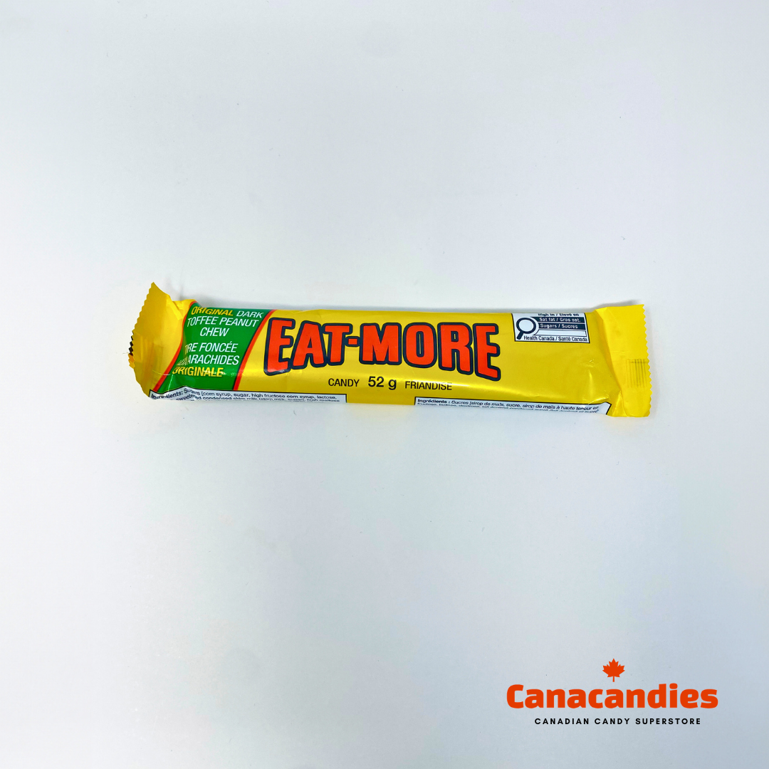 EAT-MORE CHOCOLATE BAR | CLASSIC CANADIAN CHEWY TOFFEE AND PEANUT TREAT | 6 PACK