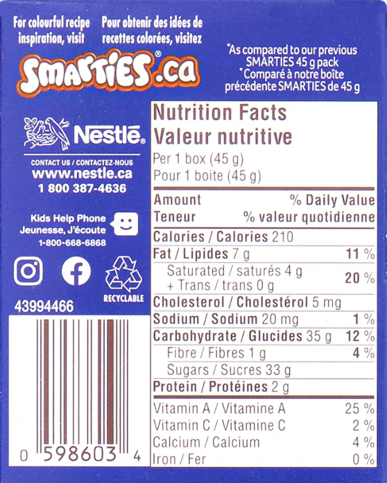 SMARTIES | COLORFUL CANADIAN CHOCOLATE CANDY | 6 PACK